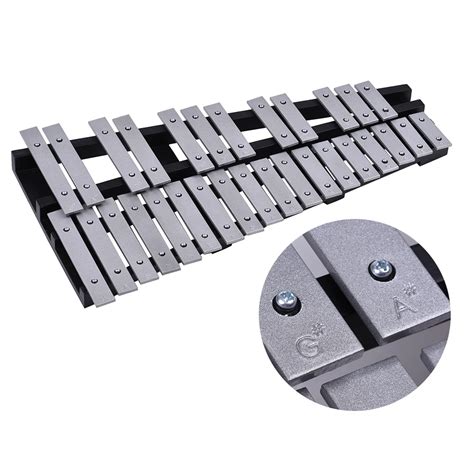 30 Note Glockenspiel Xylophone Wooden Frame Aluminum Bars Educational Percussion with Carrying ...