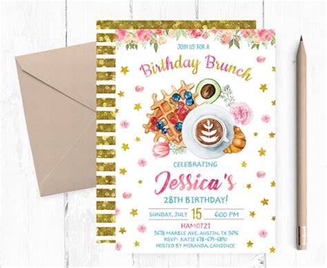 Birthday Brunch Invitations Birthday Brunch Invitation | Etsy