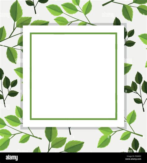 Border template with green leaves in background illustration Stock ...