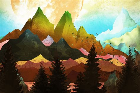 Colorful Mountains Wallpaper - Buy Online | Happywall