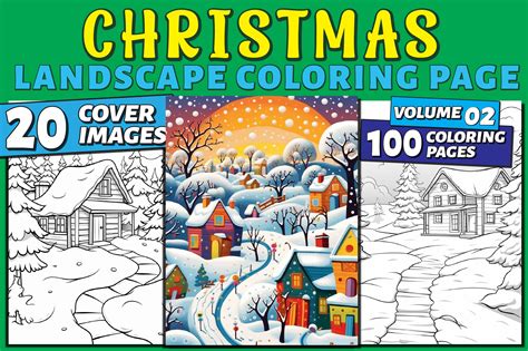 Christmas Landscape Adult Coloring Pages Graphic by WinSum Art ...