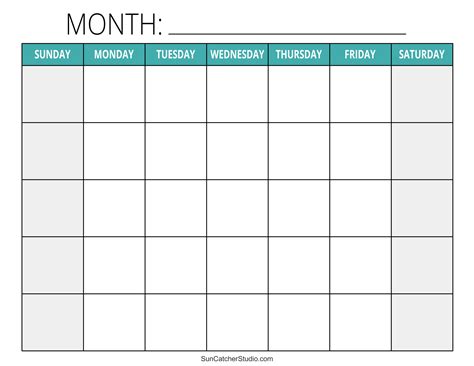 Blank Calendar Templates (Free Printable Pages) – DIY Projects, Patterns, Monograms, Designs ...