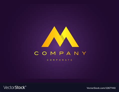 Alphabet letter m purple gold logo icon design Vector Image