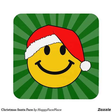 Cute Christmas Santa Happy Face Beverage Coaster | Zazzle | Happy face ...