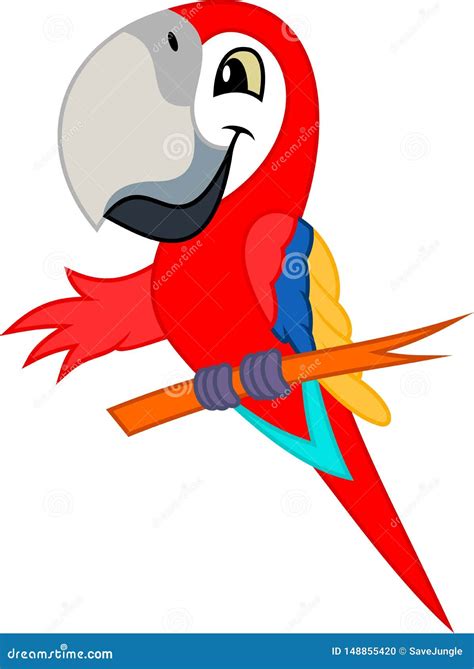 Cute Vector Cartoon Red Scarlet Macaw Ara Parrot | CartoonDealer.com ...