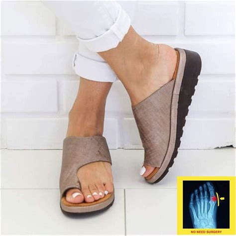 Bunipedic Women Sandals for Bunion Correction, PU Leather Platform Soft ...