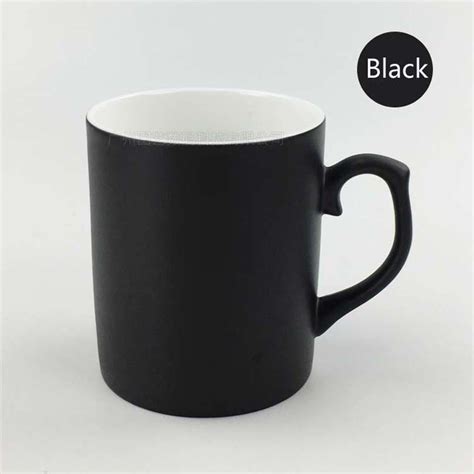 High Quality 11oz Bone China Color Change Ceramic Matte Mugs Sublimation Coating Mugs (Black ...
