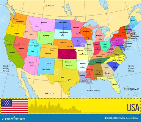 Vector Map Of USA With States Stock Illustration - Illustration of ...