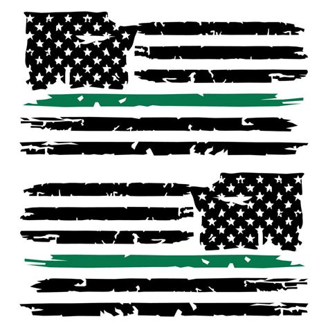 Details about Set of 2 Green Line Distressed Tattered American Military Flag Decal Stickers ...