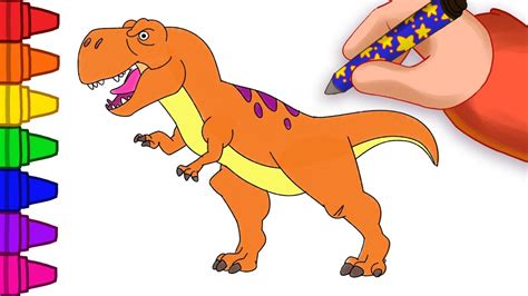 How to draw a dinosaur for kids | Learn to draw a T Rex | Dinosaurs ...