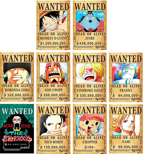 Buy 10pcs New Edition One Piece Pirates Wanted s,42cm x 29cm, Straw Hat ...