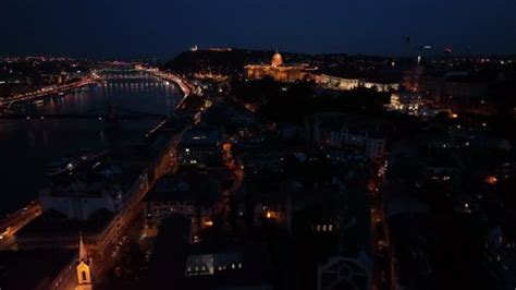 Aerial Night View Buda Castle Royal Stock Footage Video (100% Royalty ...