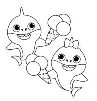 Baby Shark Ice Cream Coloring Page » Turkau