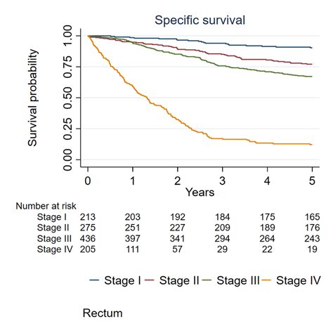 Specific survival rates for rectal cancer according to stages. on... | Download Scientific Diagram