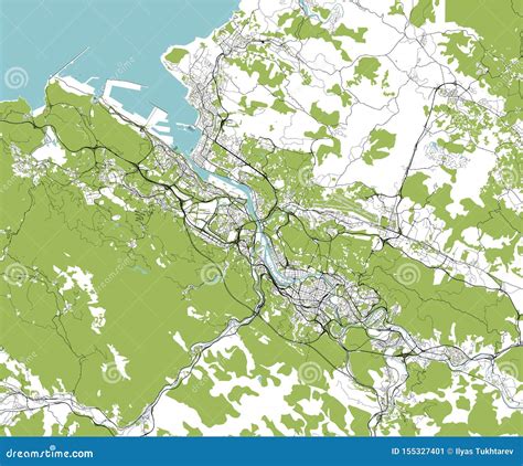 Map of the City of Bilbao, Spain Stock Illustration - Illustration of ...