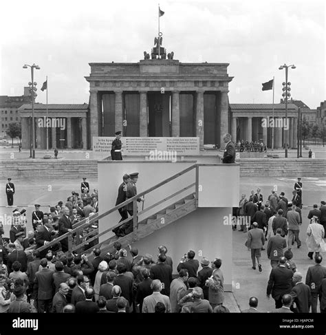 US president John F. Kennedy visits a view point at the Berlin Wall on 26 June 1963. The GDR ...