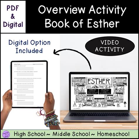 Book of Esther Bible Summary Overview Activity Worksheets | Made By ...