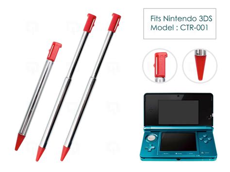 3 x RED Extendable Stylus for the Nintendo 3DS Console Replacement ...