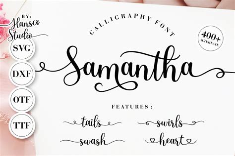 Samantha Calligraphy Font Cursive Font SVG DXF OTF Ttf - Etsy Canada