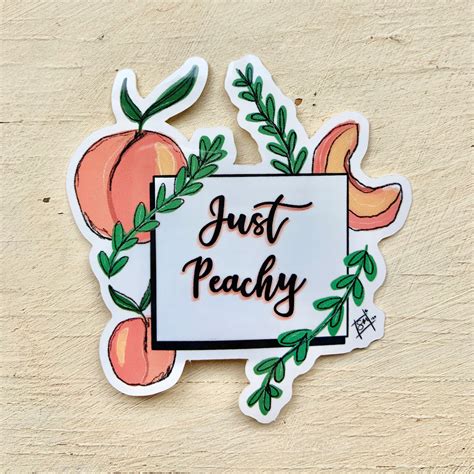 Peach Sticker Just Peachy Sticker Vinyl Sticker Laptop | Etsy