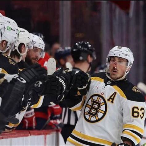 Brad Marchand didn’t miss a shift after being hit in the face by a ...