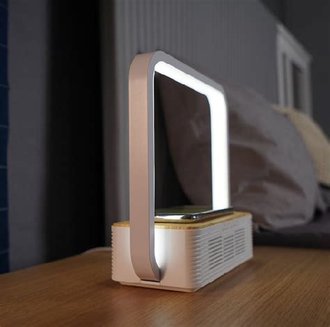 LED Bedside Night Light Touch Dimmer Table Lamps with Speaker and Wireless Charger A15B