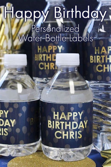 Personalized Birthday: 18 Color Options - Water Bottle Labels with Name - 24 Stickers ...