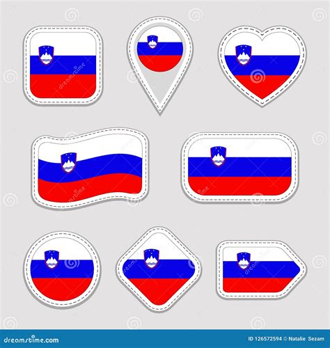 Slovenia Flag Vector Set. Slovenian National Flags Stickers Collection. Isolated Icons ...