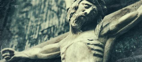 Jesus Christ (an ancient wooden sculpture) (details) Stock Photo ...