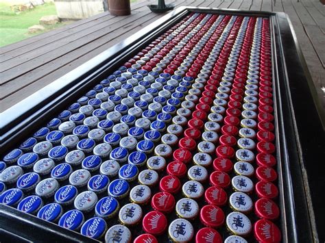American Flag Table Beer Bottle Cap Coffee Table Glass Top Americana ...
