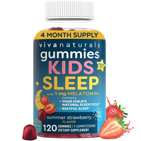 Melatonin Gummies for Kids (120 Gummies), Delicious Strawberry Flavor ...