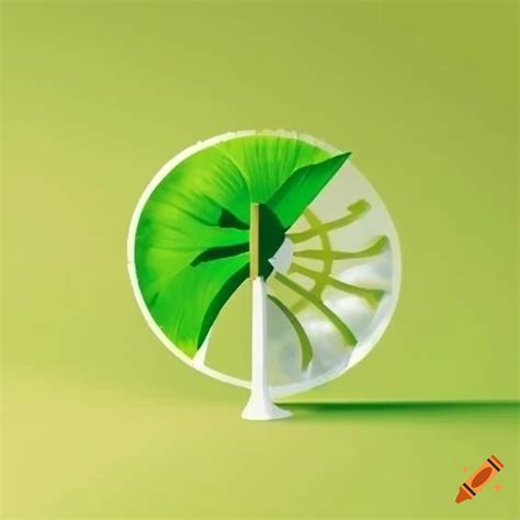 Minimalist logo of a green leaf and fan blade