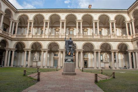 Interior of the Brera Fine Arts Academy in Milan with Garden Portico and Statues Stock Photo ...