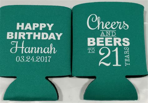 cheers and beers to 21 years can huggers personalized Birthday E01072017 | Happy birthday beer ...