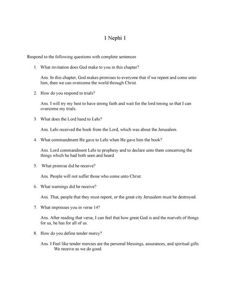 1 Nephi 1 - Google Docs - 1 Nephi 1 Respond to the following questions with complete sentences 1 ...