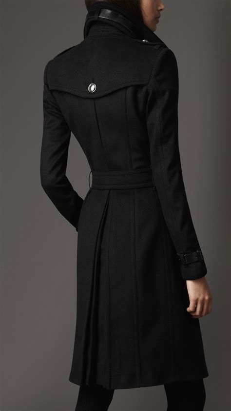 Lyst - Burberry Long Wool and Cashmere Blend Trench Coat in Black