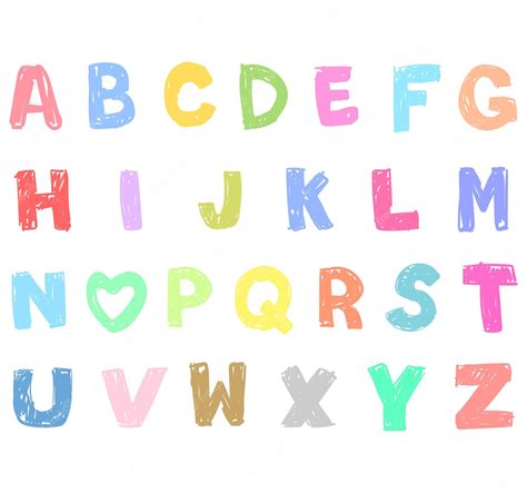 Premium Vector | Bright colorful alphabet handdrawn letters in childrens style design for ...