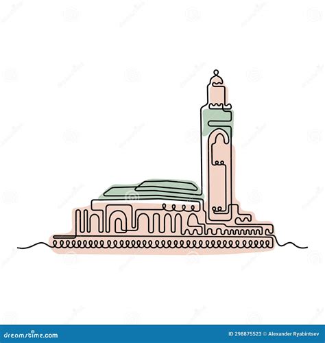 Hassan II Mosque, Casablanca, Morocco Illustration Stock Vector - Illustration of famous ...