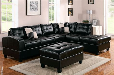 Modern Black Leather Sectional Sofa - Home Furniture Design