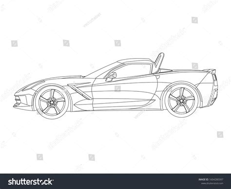 Outline Side View Drawing Car Stock Vector (Royalty Free) 1604280397 ...