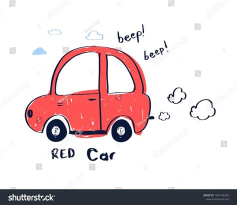 Hand Drawing Red Car Illustration Vector