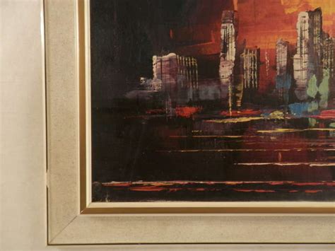 Sunset Skyline Painting Signed For Sale at 1stDibs | sunset skyline artist