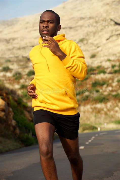 African American Sport Man Running on Street Stock Photo - Image of ...