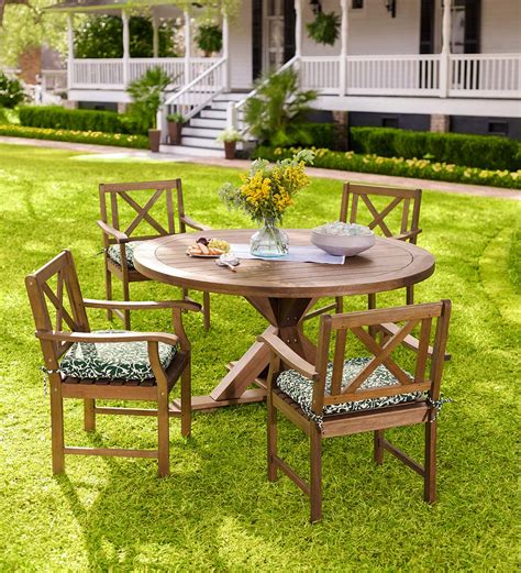 Claremont Eucalyptus Round Dining Table and Chairs | Plow & Hearth Exclusives | New & Best ...