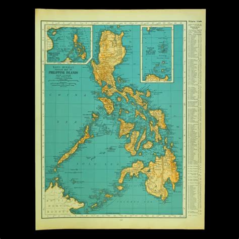 VINTAGE PHILIPPINE ISLANDS Map Philippines Wall Art Old Original Luzon 1930s $13.95 - PicClick