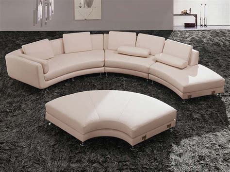 White Italian Leather Round sectional sofa 20 | Sectionals