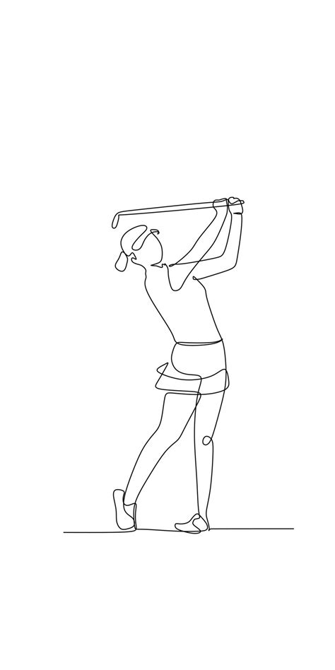 continuous line drawing of a woman hitting a golf ball 26647356 Vector ...