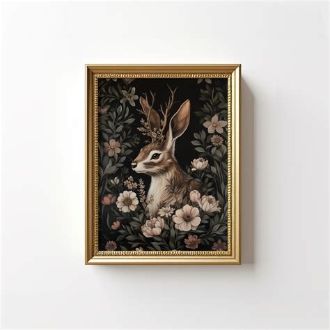 Jackalope Mythology Folklore Print, Cottagecore Decor, Fairy Wall Art, Fairytale Aesthetic ...