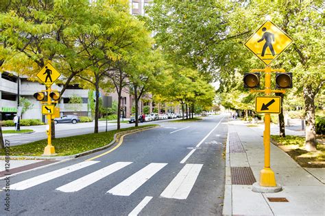 pedestrian crossing in the city. traffic sign and traffic lights on zebra crossing Stock Photo ...