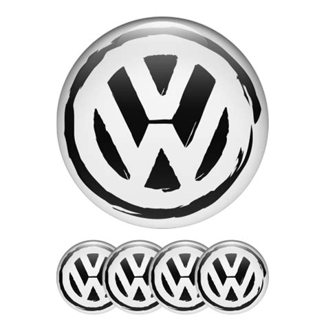 VW Volkswagen Silicone Stickers Center White Brushed Style | Wheel ...